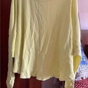 Free People Yellow Ribbed Long Sleeve Top, NWOT, Small